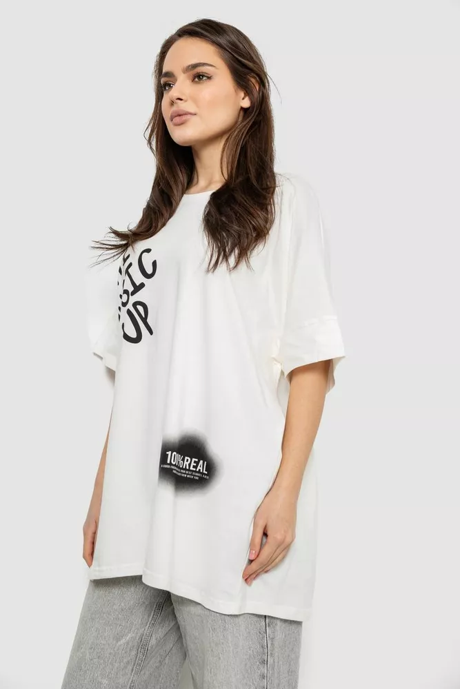 Купить Футболка женская с принтом, цвет молочный, 244R4002-2 - Фото №3