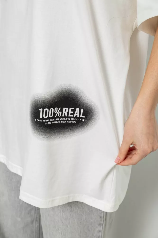 Купить Футболка женская с принтом, цвет молочный, 244R4002-2 - Фото №5