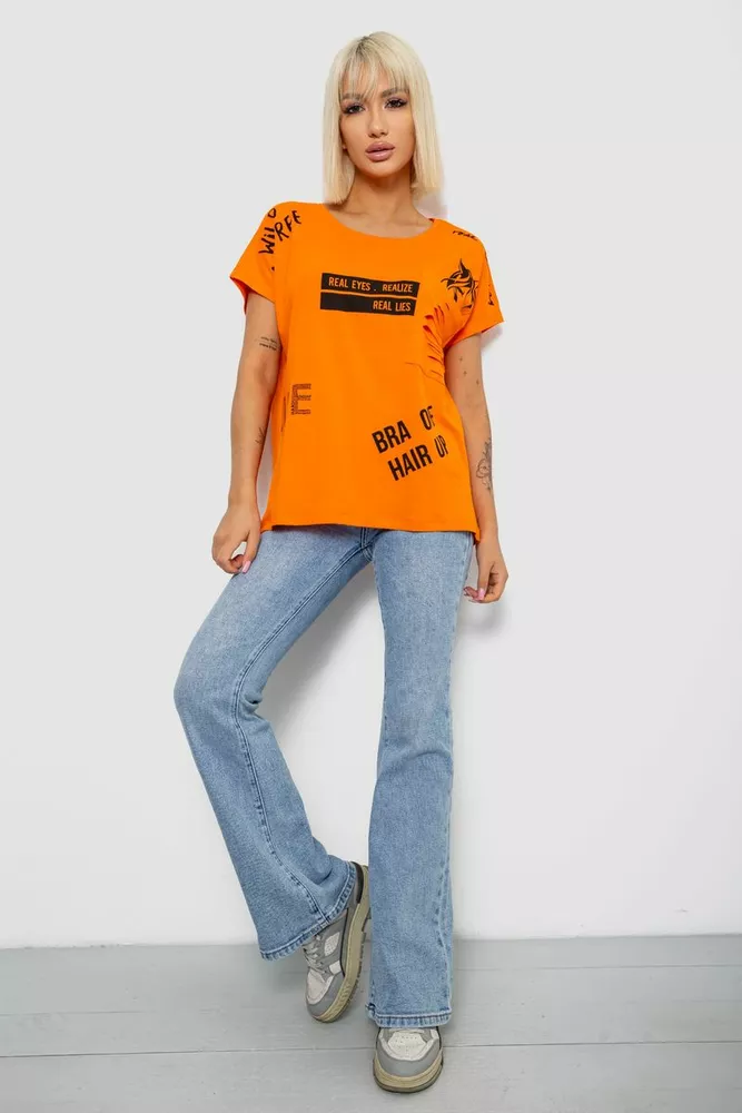 Купить Футболка женская с принтом, цвет оранжевый, 244R2013-7 - Фото №2