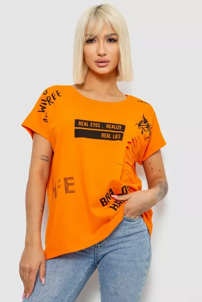 Футболка женская с принтом, цвет оранжевый, 244R2013-7