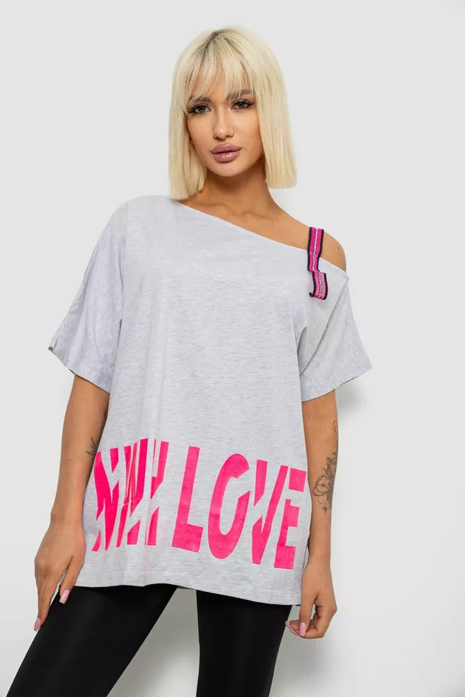 Купить Футболка женская с принтом, цвет серый, 244R2158 - Фото №1
