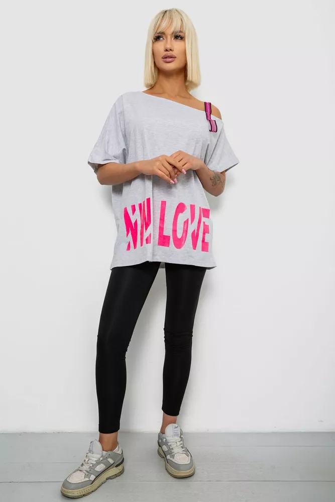 Купить Футболка женская с принтом, цвет серый, 244R2158 - Фото №2