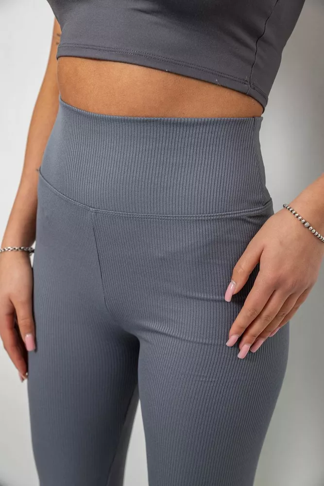 Купить Лосины женские однотонные в рубчик, цвет серый, 214RU200 - Фото №5