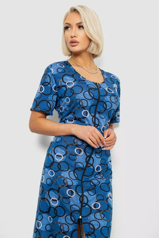 Купить Халат женский на молнии с принтом, цвет синий, 257R1030-1 - Фото №2