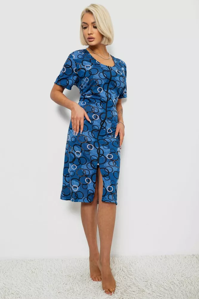 Купить Халат женский на молнии с принтом, цвет синий, 257R1030-1 - Фото №3