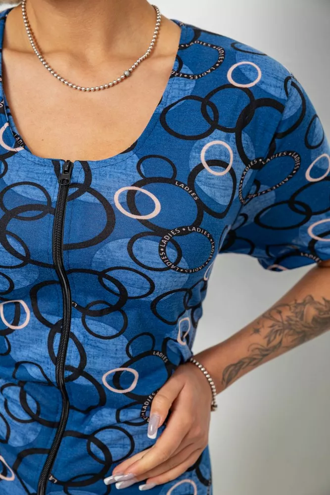 Купить Халат женский на молнии с принтом, цвет синий, 257R1030-1 - Фото №5