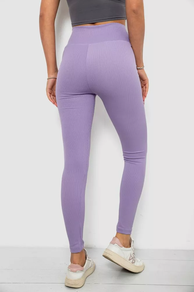 Купить Лосины женские однотонные в рубчик, цвет сиреневый, 214RU200 - Фото №4