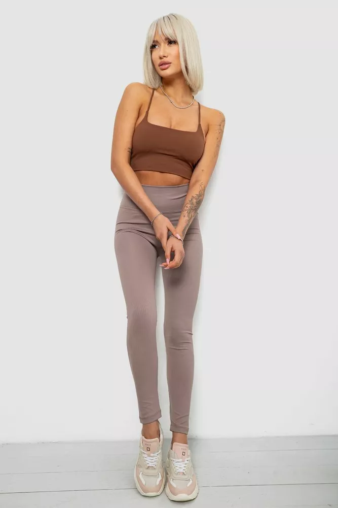 Купить Лосины женские однотонные в рубчик, цвет мокко, 214RU200 - Фото №2