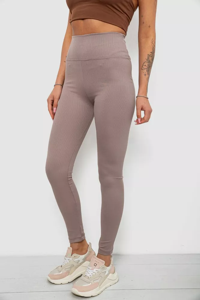 Купить Лосины женские однотонные в рубчик, цвет мокко, 214RU200 - Фото №3