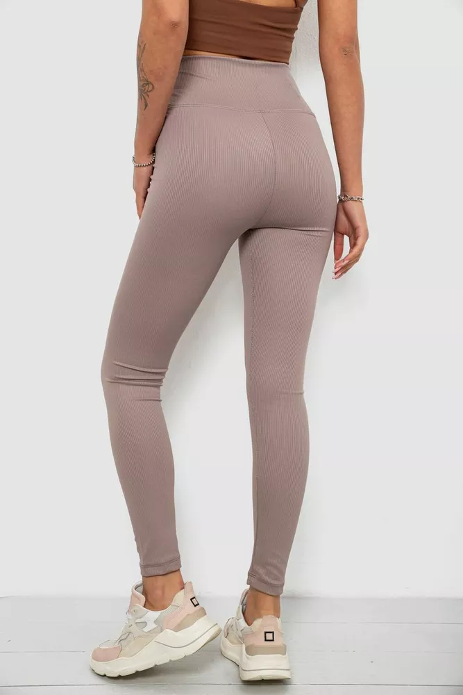 Купить Лосины женские однотонные в рубчик, цвет мокко, 214RU200 - Фото №4
