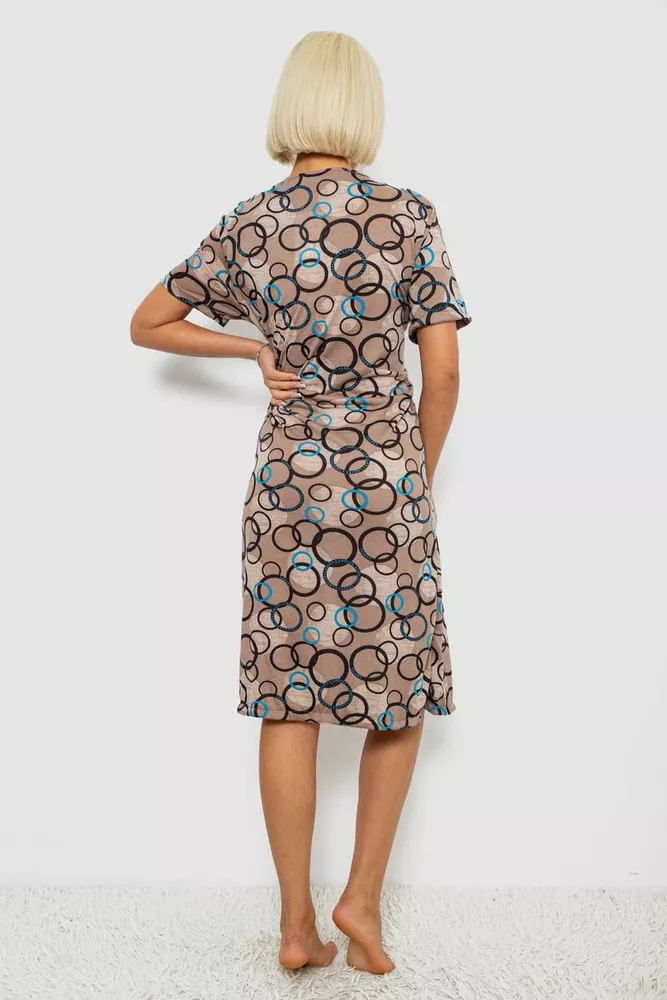 Купить Халат женский на молнии с принтом, цвет мокко, 257R1030-1 - Фото №4