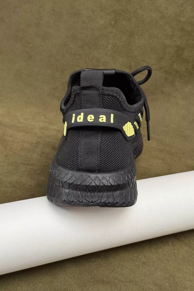 Купити Кросівки чоловічі текстиль, колір чорно-жовтий, 243RF58-1 оптом - Фото №4