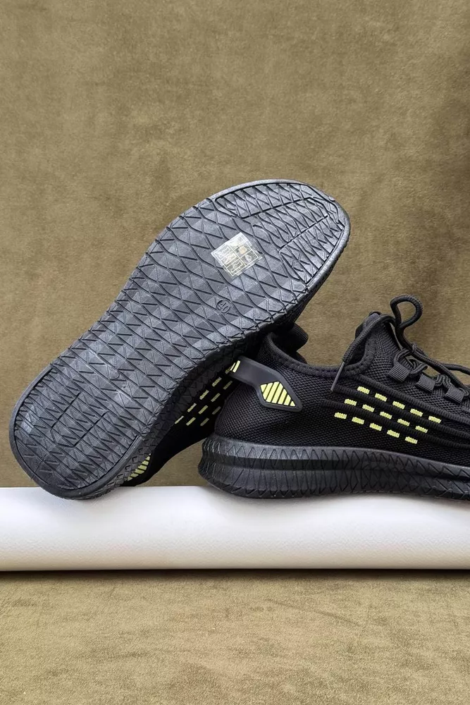 Купити Кросівки чоловічі текстиль, колір чорно-жовтий, 243RF58-1 оптом - Фото №5