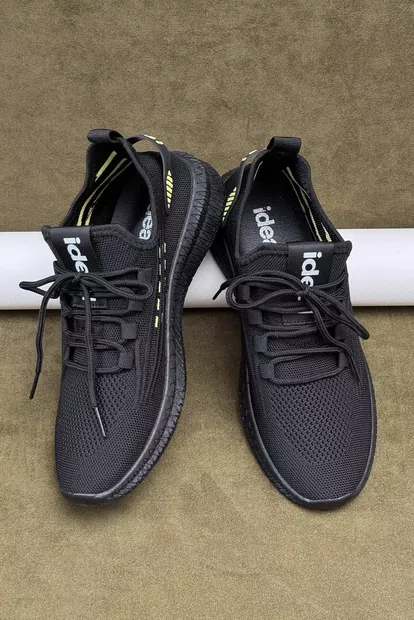 Кроссовки мужские текстиль, цвет черно-желтый, 243RF58-1