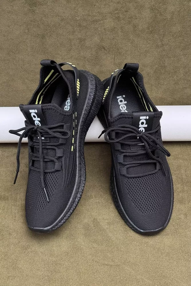 Купити Кросівки чоловічі текстиль, колір чорно-жовтий, 243RF58-1 оптом - Фото №1