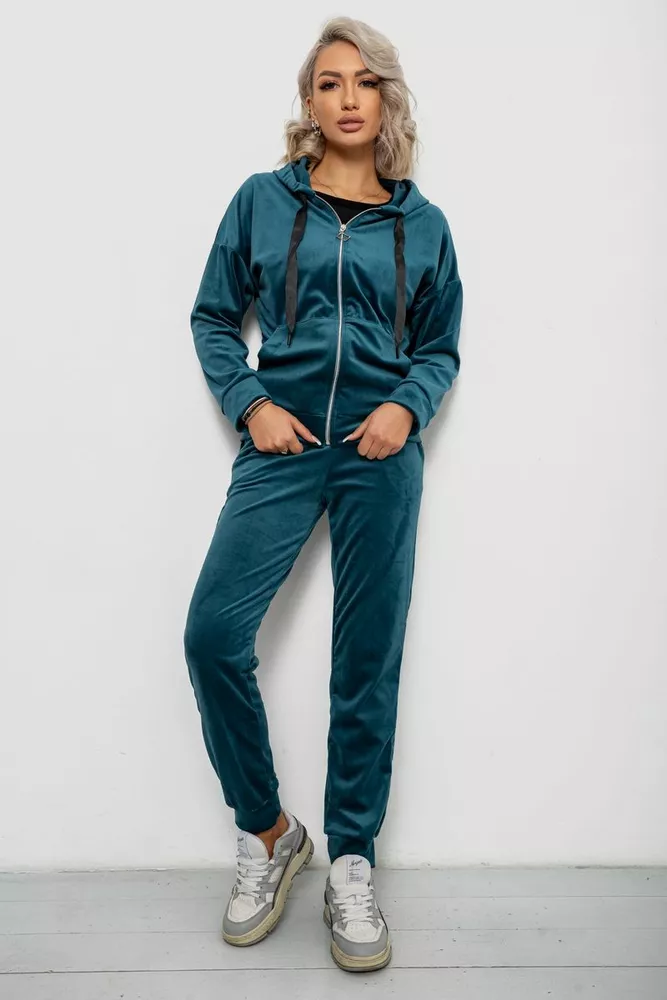 Купити Спортивний костюм жіночий велюровий, колір смарагдовий, 257R4119 оптом - Фото №2