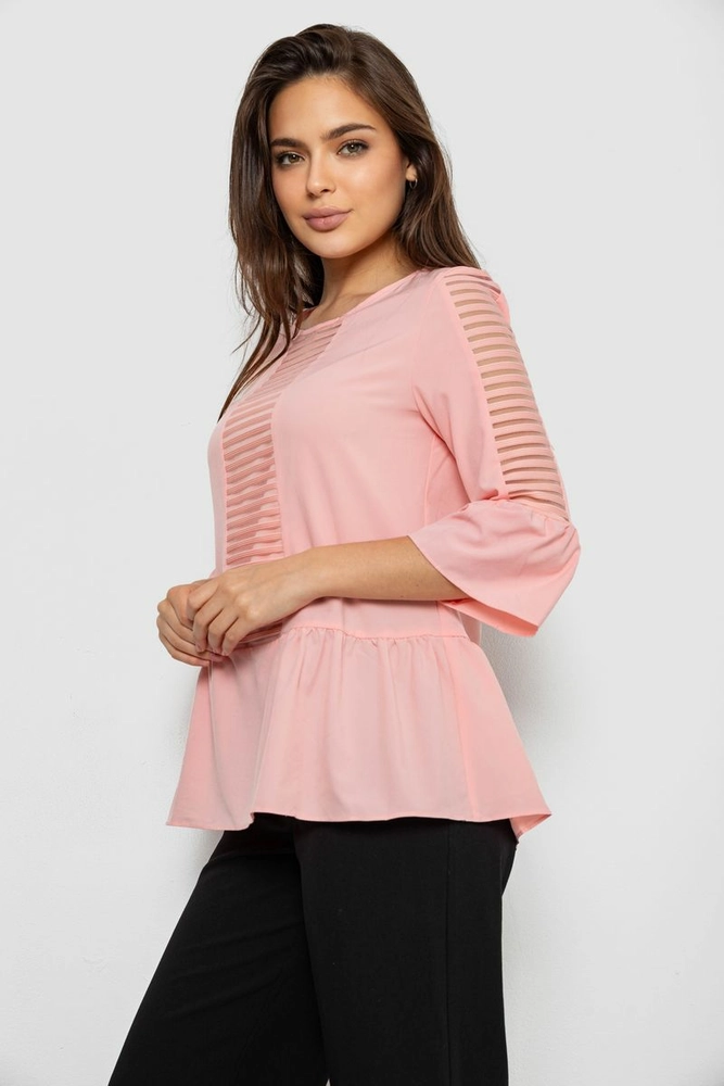 Купити Блуза жіноча однотонна  -уцінка, колір персиковий, 230R65-U - Фото №3