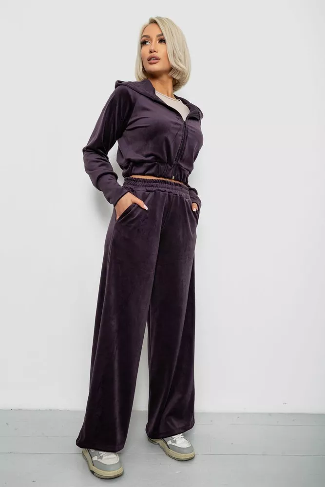 Купить Спортивный костюм женский велюровый, цвет темно-сливовый, 257R4125 - Фото №3