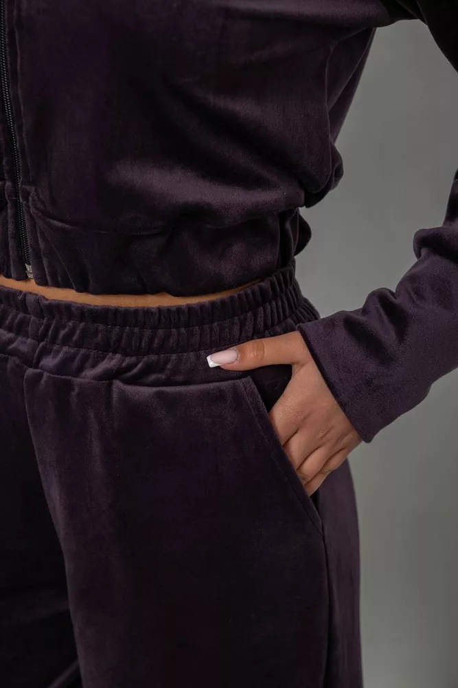 Купить Спортивный костюм женский велюровый, цвет темно-сливовый, 257R4125 - Фото №5