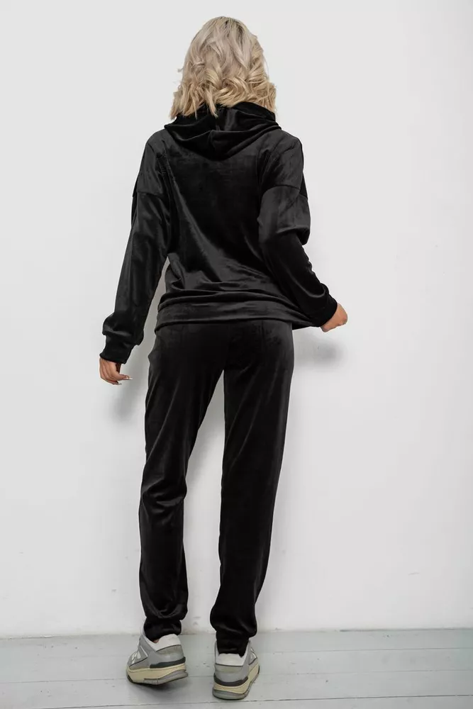 Купить Спортивный костюм женский велюровый, цвет черный, 257R4119 оптом - Фото №4