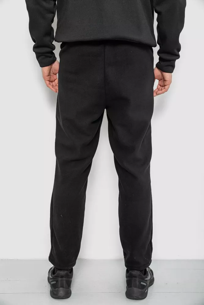 Купити Спортивні штани чоловічі однотонні на поларфлісі, колір чорний, 257R21 - Фото №4