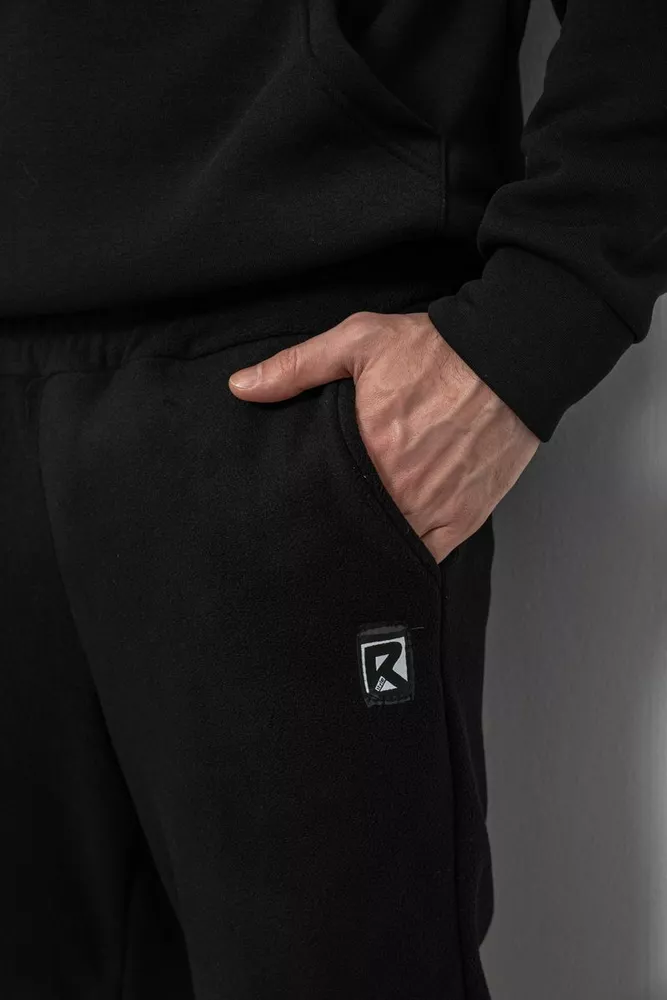 Купити Спортивні штани чоловічі однотонні на поларфлісі, колір чорний, 257R21 - Фото №5