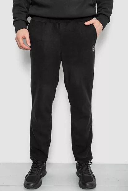 Спортивні штани чоловічі однотонні на поларфлісі, колір чорний, 257R21