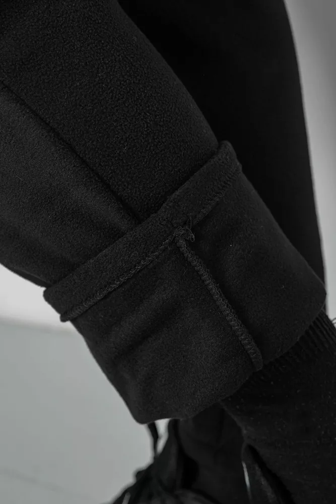 Купити Спортивні штани чоловічі однотонні на поларфлісі, колір чорний, 257R21 - Фото №6