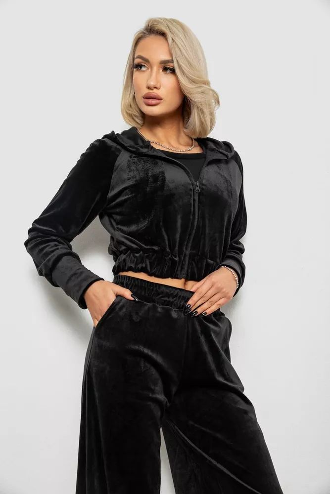 Купить Спортивный костюм женский велровый, цвет черный, 257R4125 - Фото №2