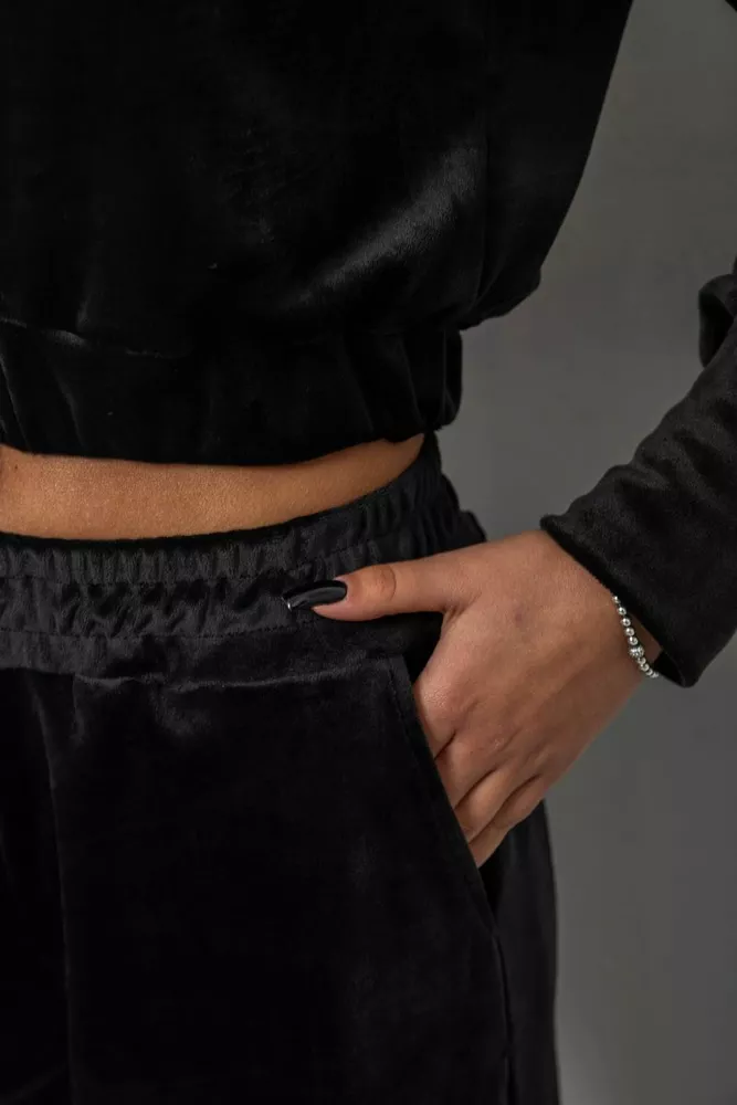 Купить Спортивный костюм женский велровый, цвет черный, 257R4125 - Фото №5