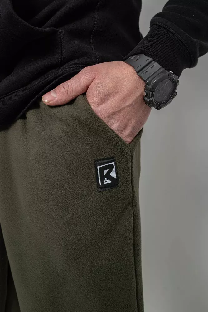 Купити Спортивні штани чоловічі однотонні на поларфлісі, колір хакі, 257R21 - Фото №5