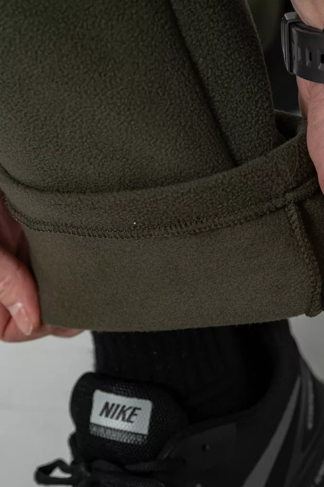 Купити Спортивні штани чоловічі однотонні на поларфлісі, колір хакі, 257R21 - Фото №6