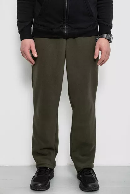 Спортивні штани чоловічі однотонні на поларфлісі, колір хакі, 257R21