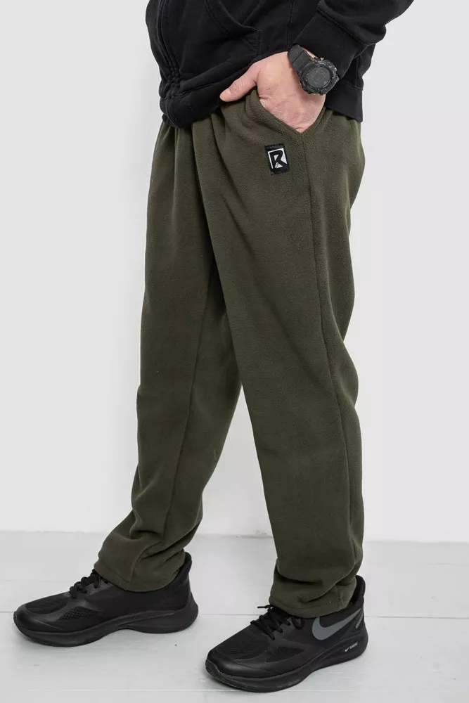 Купити Спортивні штани чоловічі однотонні на поларфлісі, колір хакі, 257R21 - Фото №3