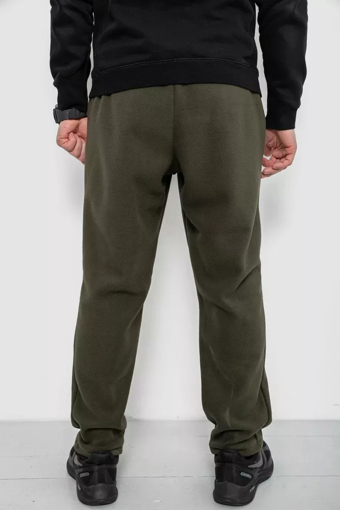 Купити Спортивні штани чоловічі однотонні на поларфлісі, колір хакі, 257R21 - Фото №4