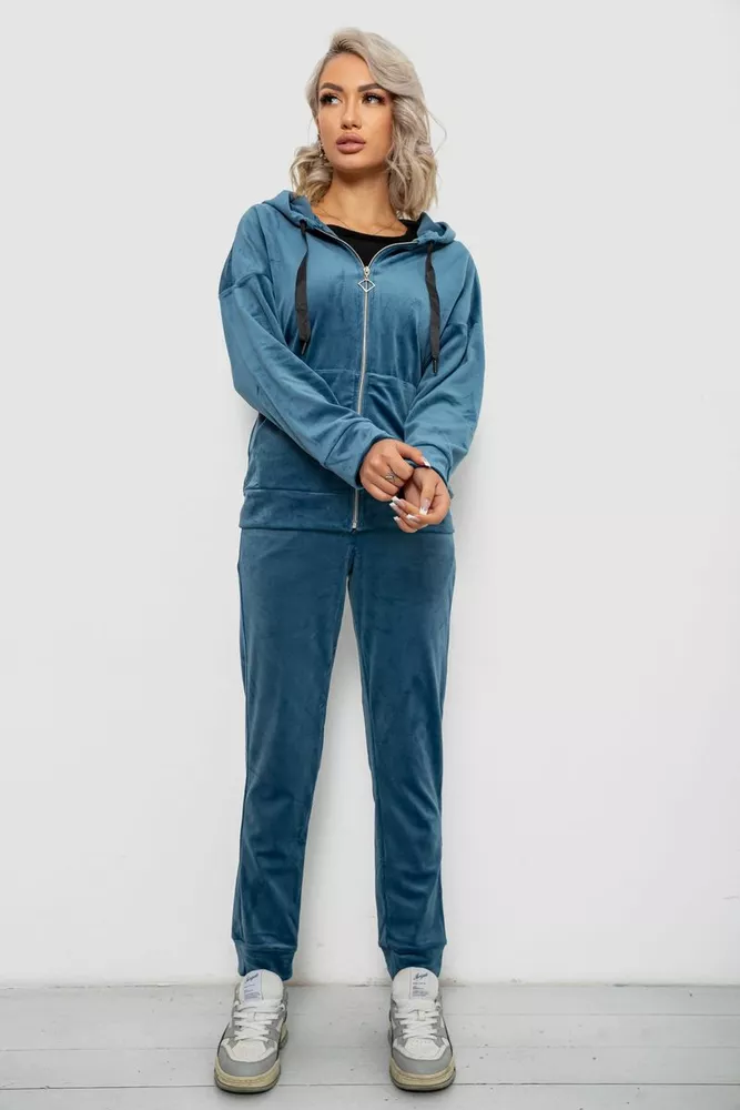 Купить Спортивный костюм женский велюровый, цвет джинс, 257R4119 - Фото №2