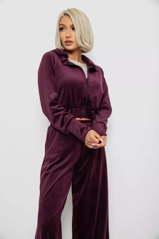 Купить Спортивный костюм женский велюровый, цвет сливовый, 257R4125 - Фото №2