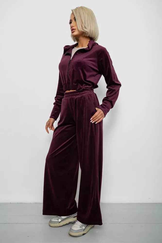 Купить Спортивный костюм женский велюровый, цвет сливовый, 257R4125 - Фото №3