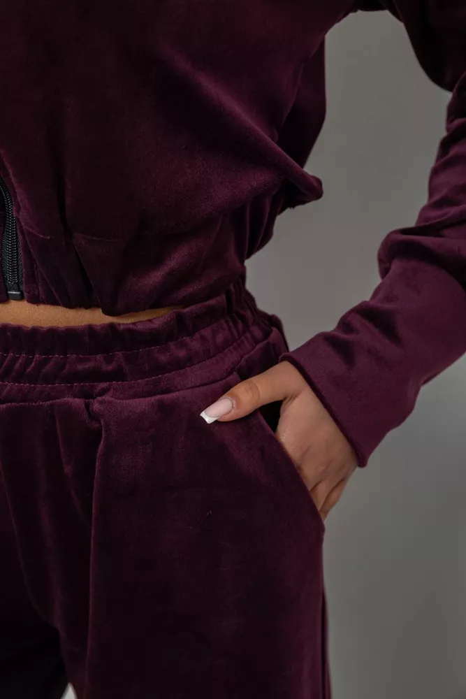 Купить Спортивный костюм женский велюровый, цвет сливовый, 257R4125 - Фото №5
