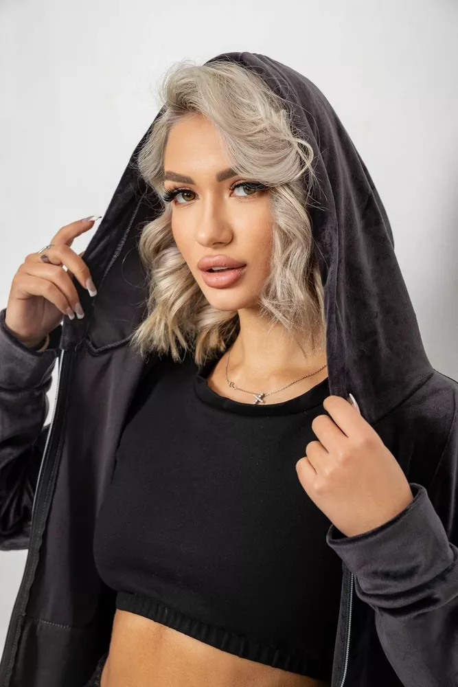 Купить Спортивный костюм женский велюровый, цвет чернильный, 257R4119 - Фото №6