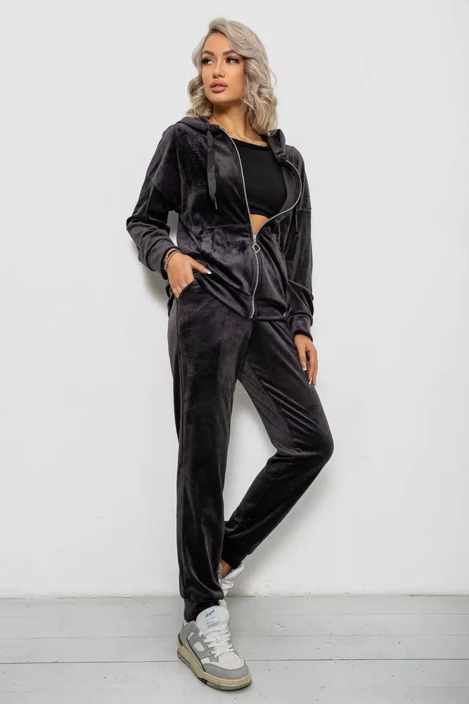 Купить Спортивный костюм женский велюровый, цвет чернильный, 257R4119 - Фото №3