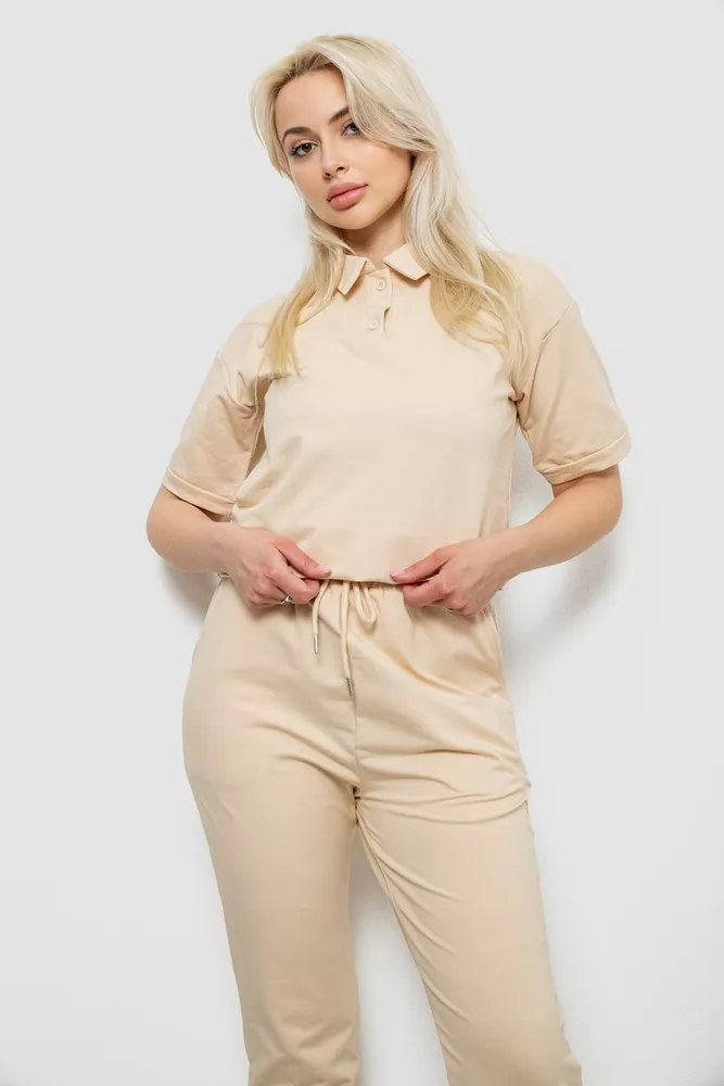 Купить Спортивный костюм женский, цвет бежевый, 221R102-5 - Фото №2