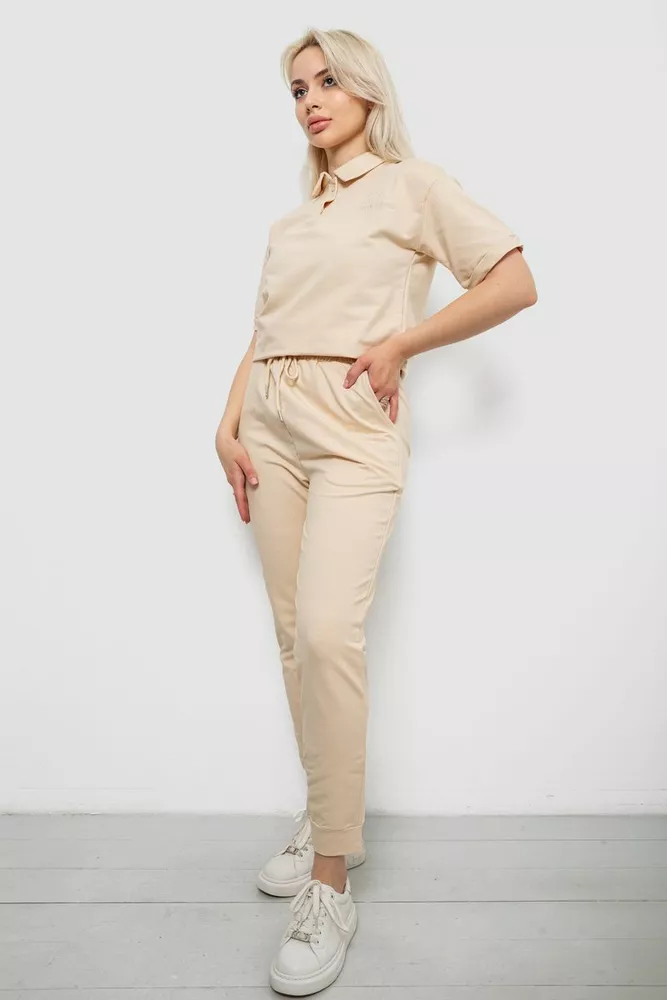 Купить Спортивный костюм женский, цвет бежевый, 221R102-5 - Фото №3