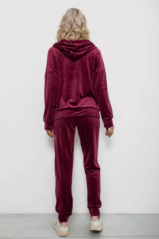 Купити Спортивний костюм жіночий велюровий, колір бордовий, 257R4119 оптом - Фото №4