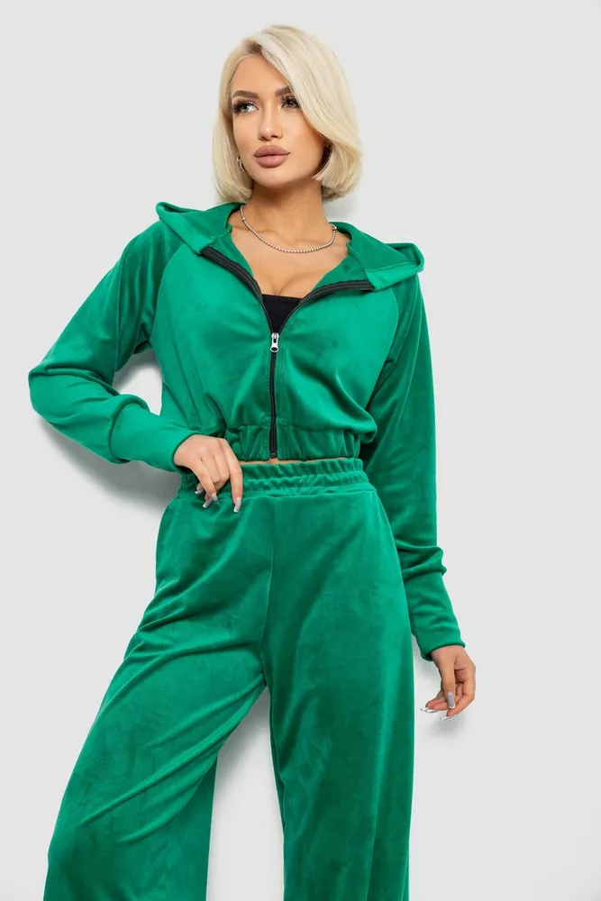 Купити Спортивний костюм жіночий велюровий, колір зелений, 257R4125 - Фото №2