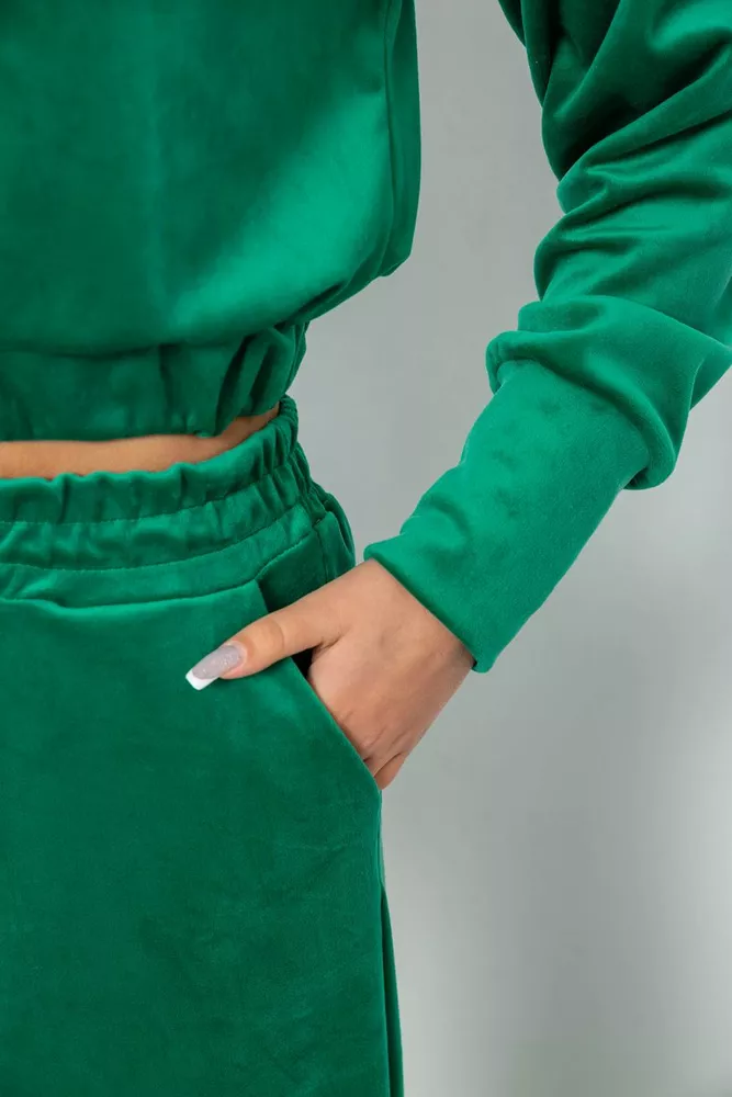 Купити Спортивний костюм жіночий велюровий, колір зелений, 257R4125 - Фото №6
