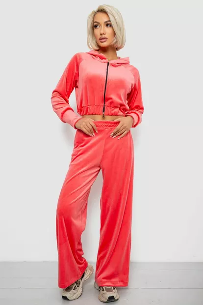 Спортивный костюм женский велюровый, цвет розовый, 257R4125