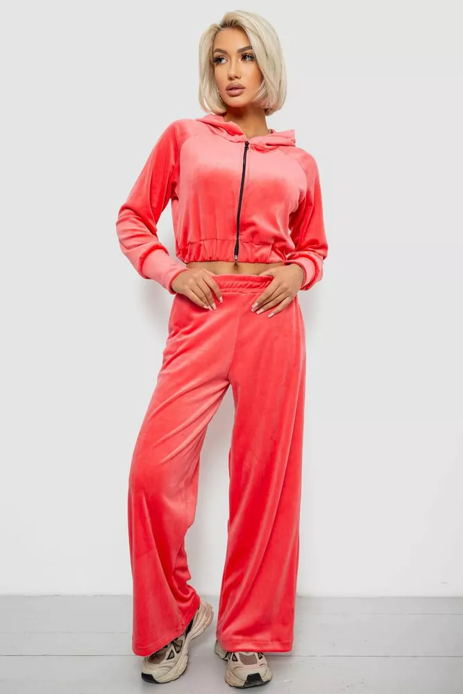 Купить Спортивный костюм женский велюровый, цвет розовый, 257R4125 - Фото №1
