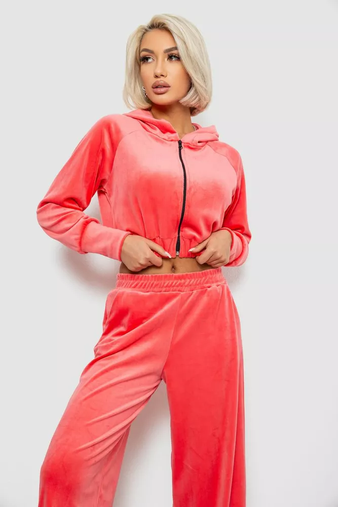 Купить Спортивный костюм женский велюровый, цвет розовый, 257R4125 - Фото №2