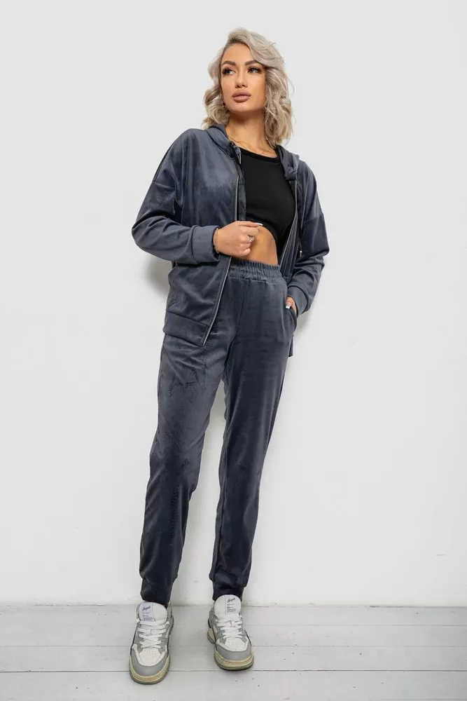 Купити Спортивний костюм жіночий велюровий, колір сірий, 257R4119 - Фото №1